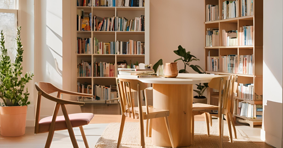 A cozy therapy room with bookshelves and plants, highlighting the right therapy center for adolescent behavioral issues.