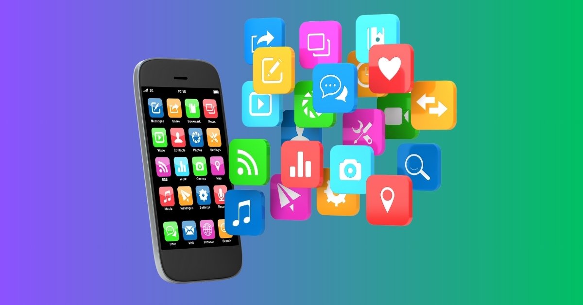 A smartphone with app icons floating around it highlights mobile apps for anxiety management.